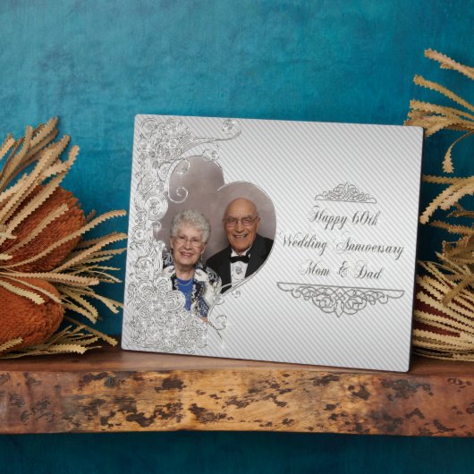 Diamond Wedding Jubileum Foto Plaque Fotoplaat (Zijkant)