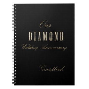 Diamond Wedding Jubileum Guest Book Black Gold Notitieboek