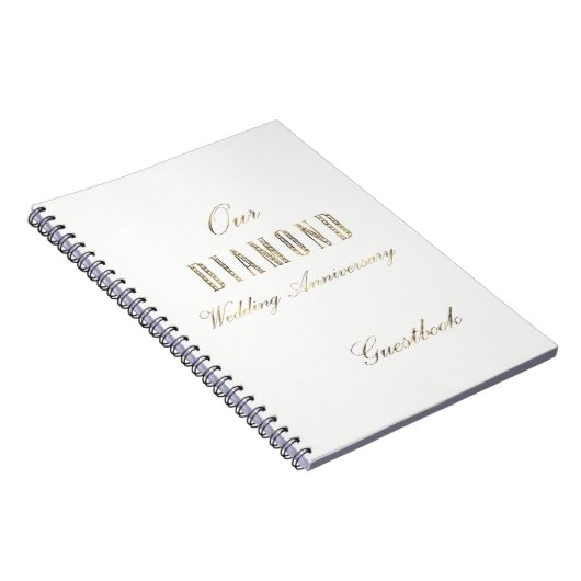 Diamond Wedding Jubileum Guest Book White Gold Notitieboek (Rechterzijde)