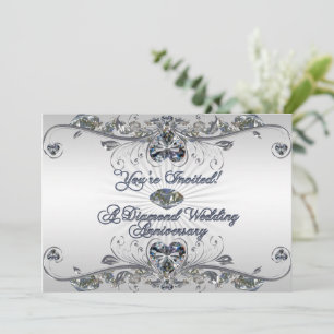 Diamond Wedding Jubileum Invitation Kaart
