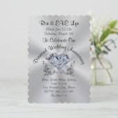 Diamond Wedding Jubileum Invitations, JOUW TEKST Kaart (Staand voorkant)