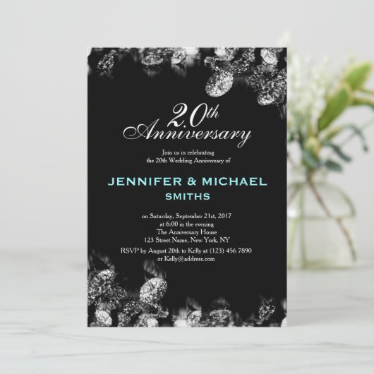 Diamond Wedding Jubileum Invite Kaart (Staand voorkant)