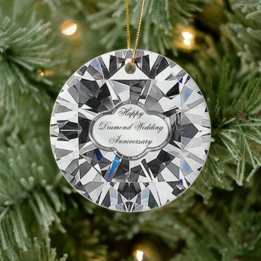 Diamond Wedding Jubileum Round Ornament (Boom)