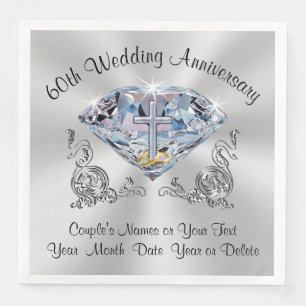 Diamond Wedding Jubileum servetten, gepersonalisee Servet
