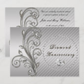 Diamond Wedding Jubileum Uitnodiging (Voorkant / Achterkant)