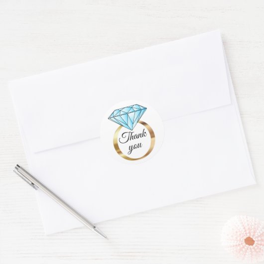 Diamond Wedding Ring Hartelijk dank Ronde Sticker (Envelop)