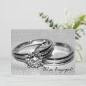 Diamond Wedding Ring Set Engagement Party Kaart (Staand voorkant)