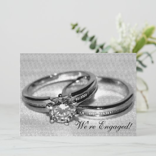 Diamond Wedding Ring Set Engagement Party Kaart (Staand voorkant)