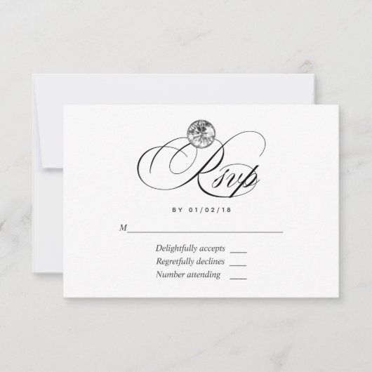 Diamond Wedding RSVP Kaart (Voorkant)
