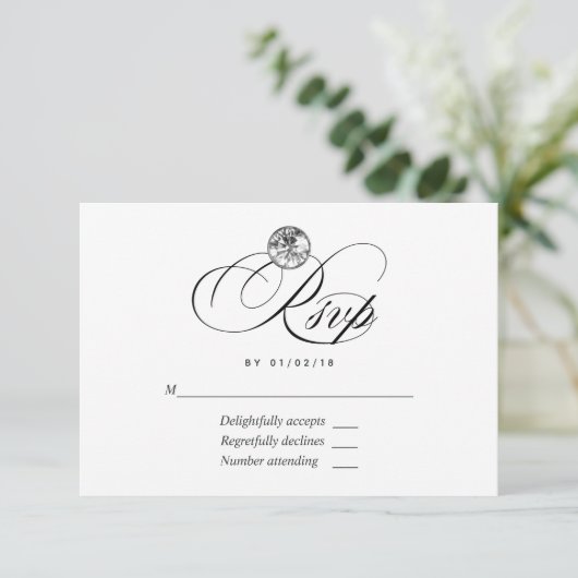 Diamond Wedding RSVP Kaart (Staand voorkant)