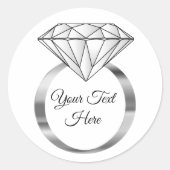 Diamond Wedding Verloving Ring - aangepaste tekst Ronde Sticker (Voorkant)