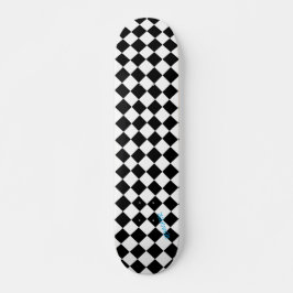 Diamond White & Black Checkers & Name of Text Persoonlijk Skateboard