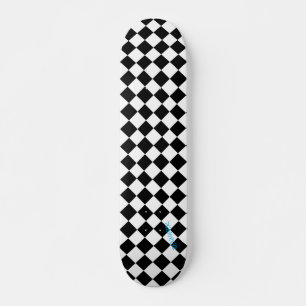 Diamond White & Black Checkers & Name of Text Persoonlijk Skateboard