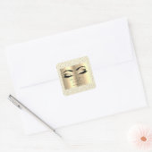 Diamond White Glitter Gold Lash Eyes Bedankt Vierkante Sticker (Envelop)