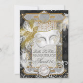 Diamond White Pearl Masquerade Invitation Kaart (Voorkant)