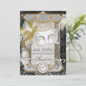Diamond White Pearl Masquerade Invitation Kaart (Staand voorkant)