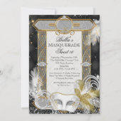 Diamond White Pearl Masquerade Invitation Kaart (Achterkant)
