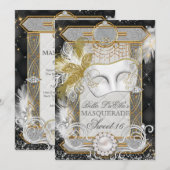 Diamond White Pearl Masquerade Invitation Kaart (Voorkant / Achterkant)
