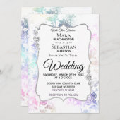 *~* Diamond White Vintage Rustic Damask Wedding Kaart (Voorkant / Achterkant)