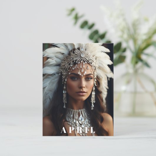 *~ DIAMOND Women AP53 Boho APRIL VERJAARDAG Briefkaart (Staand voorkant)