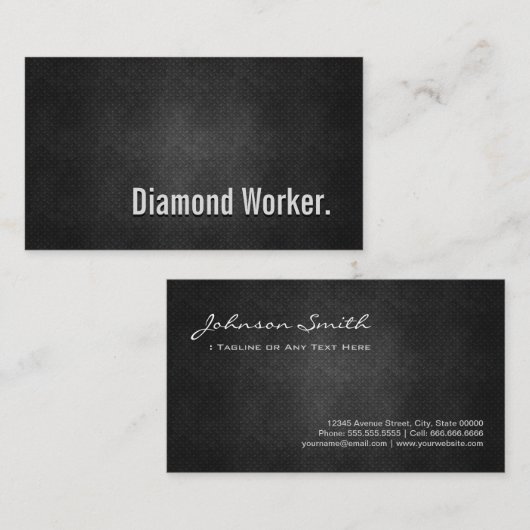 Diamond Worker Cool Black Metal Simpliciet Visitekaartje (Voorkant / Achterkant)