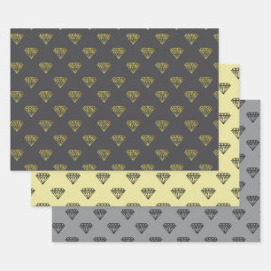 Diamond Wrapping Paper Flat Sheet Set van 3