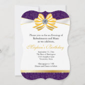 Diamond Yellow Ribbon met Paars Damascus Pattern Save The Date (Achterkant)