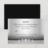 Diamond Zilver & Black RSVP Kaartje (Voorkant / Achterkant)