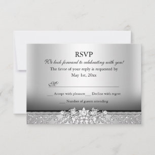 Diamond Zilver & Black RSVP Kaartje