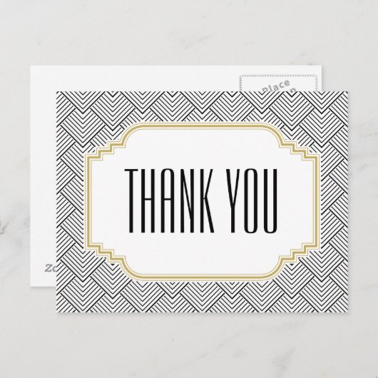  Diamond Zwart & Goud Dank u Briefkaart (Voorkant / Achterkant)