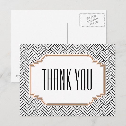 Diamond Zwart & Koper Dank u Briefkaart (Voorkant / Achterkant)