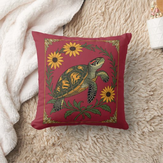 Diamondback Terrapin And Black Eyed Susan Flowers Kussen (Deken)