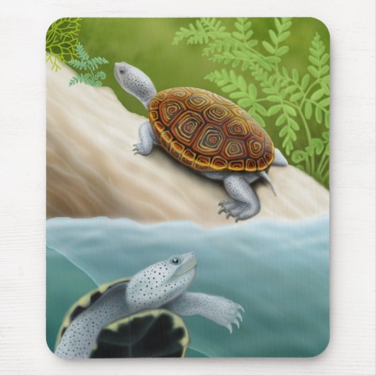 Diamondback Terrapin Turtles Mousepad Muismat (Voorkant)