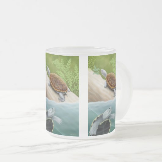 Diamondback Terrapins Frosted Glass Mok (Voorkant rechts)