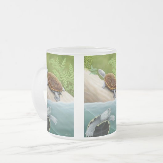 Diamondback Terrapins Frosted Glass Mok (Voorkant links)