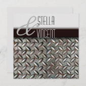 Diamondplate Industrial Wedding Invitation Kaart (Voorkant / Achterkant)