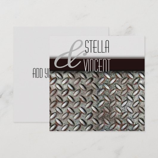 Diamondplate Industrial Wedding Invitation Kaart (Voorkant / Achterkant)