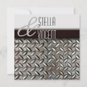 Diamondplate Industrial Wedding Invitation Kaart (Voorkant)