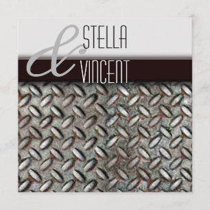 Diamondplate Industrial Wedding Invitation Kaart