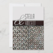 Diamondplate Industrial Wedding Invitation Kaart (Voorkant)