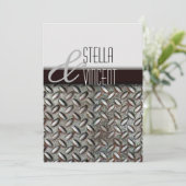 Diamondplate Industrial Wedding Invitation Kaart (Staand voorkant)