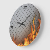 Diamondplate Metal and Fire Wall Clock Grote Klok (Hoek)