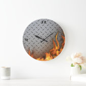 Diamondplate Metal and Fire Wall Clock Grote Klok (Huis)