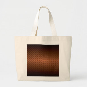 Diamondplate: zwarte patroon naar koper vervagen grote tote bag