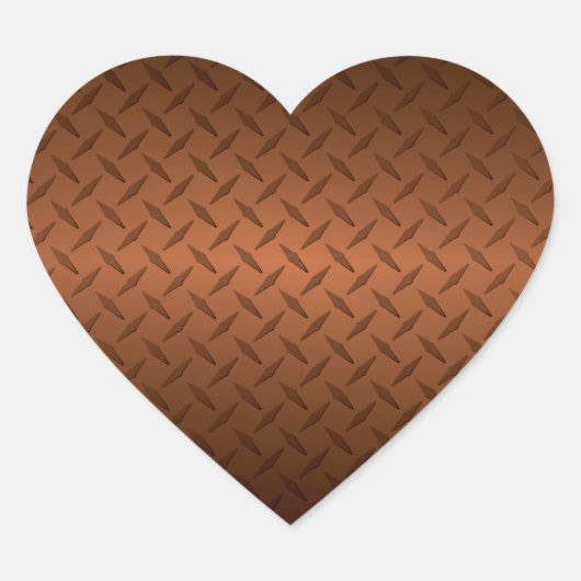 Diamondplate: zwarte patroon naar koper vervagen hart sticker (Voorkant)