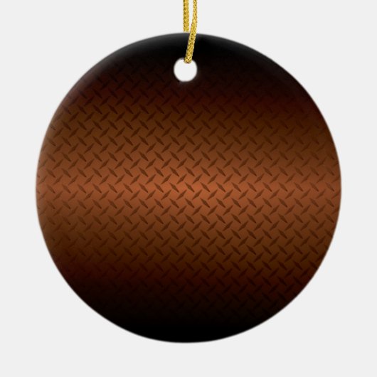 Diamondplate: zwarte patroon naar koper vervagen keramisch ornament (Voorkant)