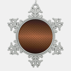 Diamondplate: zwarte patroon naar koper vervagen tin sneeuwvlok ornament