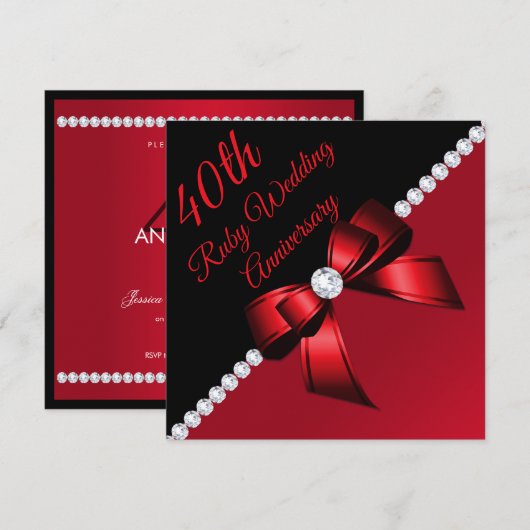 Diamonds 4oth Ruby Wedding Jubileum Kaart (Voorkant / Achterkant)