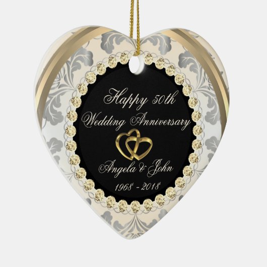 Diamonds 50th Wedding Jubileum Keramisch Ornament (Rechts)