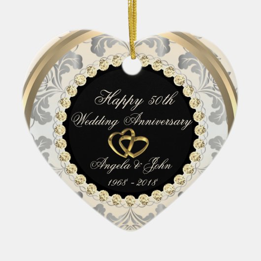 Diamonds 50th Wedding Jubileum Keramisch Ornament (Voorkant)